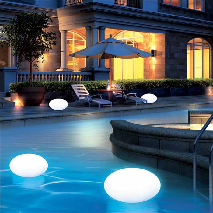 Lampenlux LED RGB Außenlampe Schwimmkugel Poollampe Schwimmlampe Gartenlampe mit Akku 230V