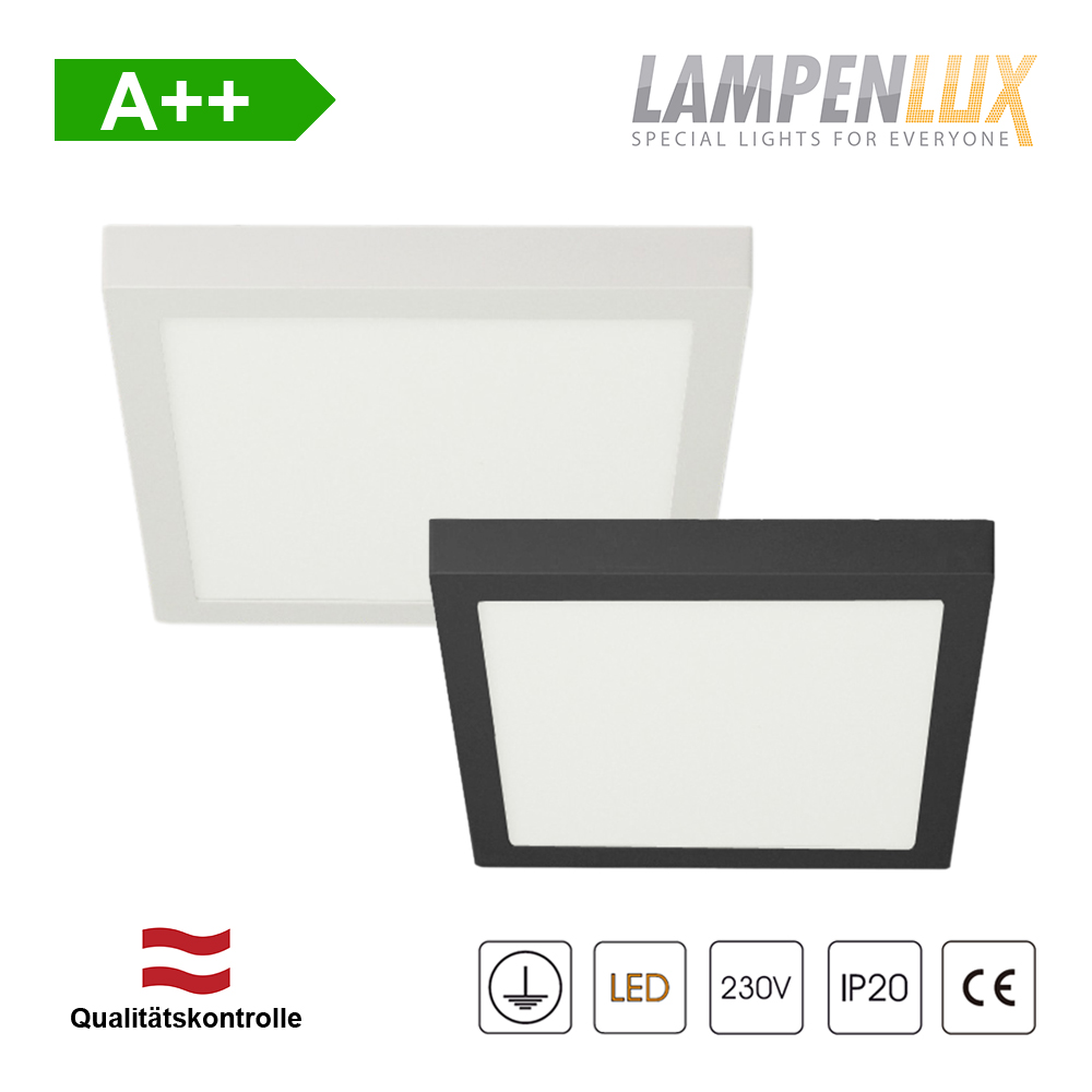 Lampenlux LED Aufbauleuchte Lumina Deckenlampe Warmweiß eckig 12cm Weiß