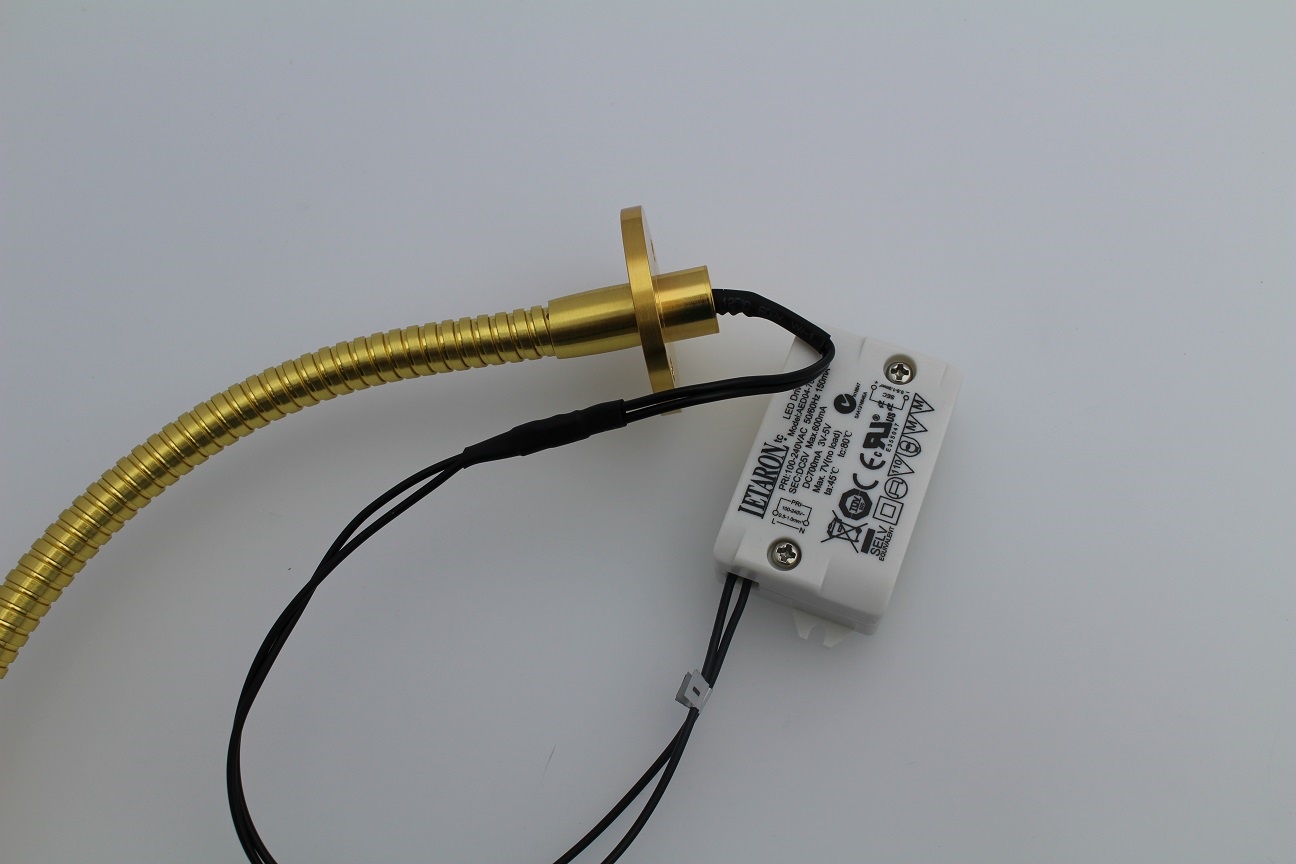 Lampenlux High Power LED Wandlampe Wandleuchte Adela Leselampe Schwanenhals Bettleuchte Bettlampe Gold 1W Länge: 40 cm