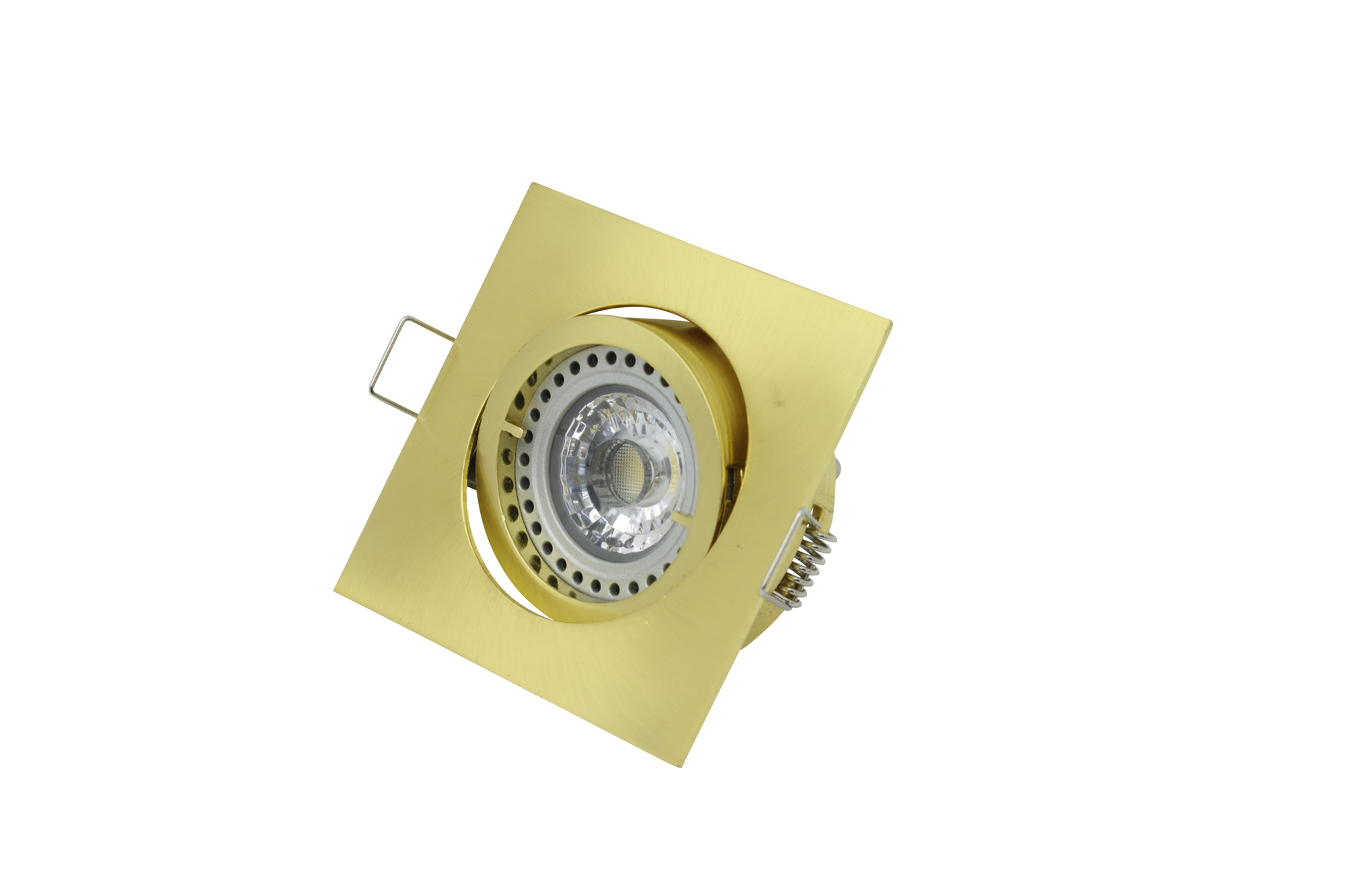Lampenlux LED-Einbaustrahler Spot Snap eckig gold schwenkbar 8.2x8.2cm 12V MR16 rostfrei Aluminium