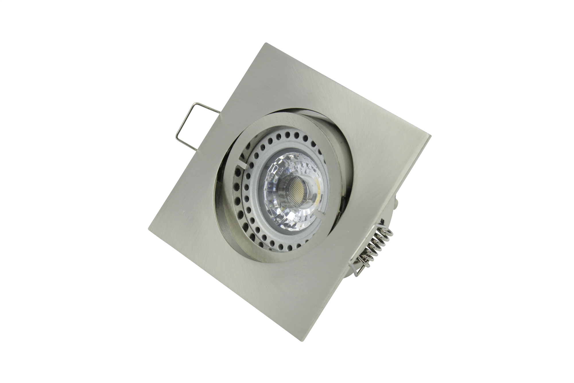 Lampenlux LED-Einbaustrahler Spot Snap eckig nickel gebürstet schwenkbar 8.2x8.2cm 12V MR16 rostfrei Aluminium