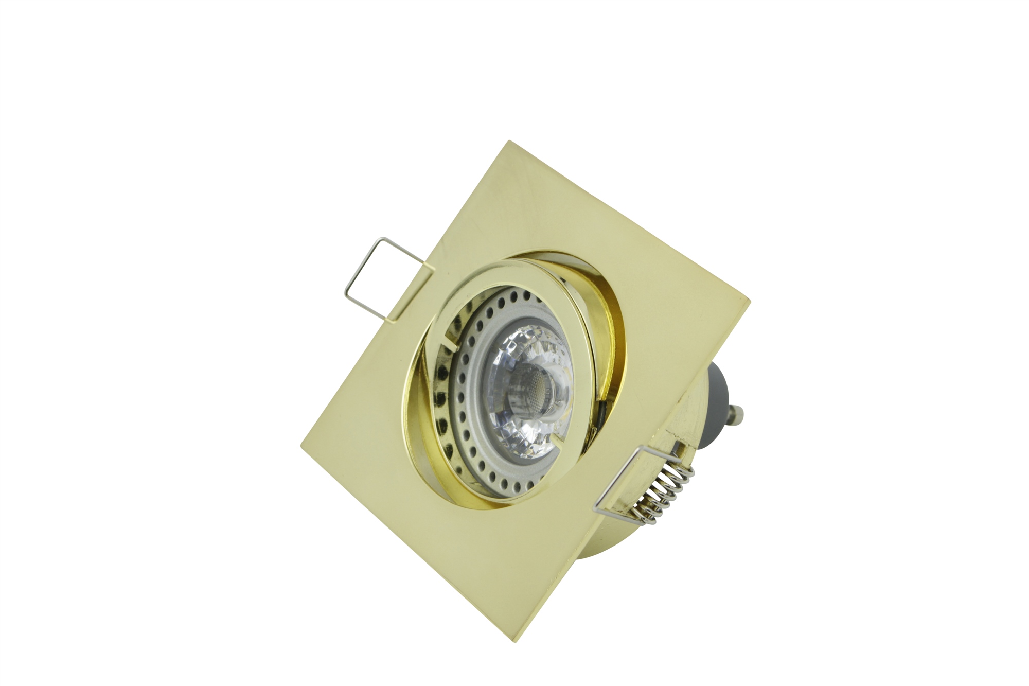 Lampenlux LED-Einbaustrahler Spot Snap eckig gold gebürstet schwenkbar 8.2x8.2cm 12V rostfrei Aluminium