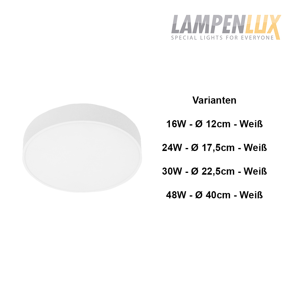 Lampenlux LED Aufbauleuchte rund 30W Super Slim Rahmenlos IP20 mit Trafo 230V 22.5cm Weiß