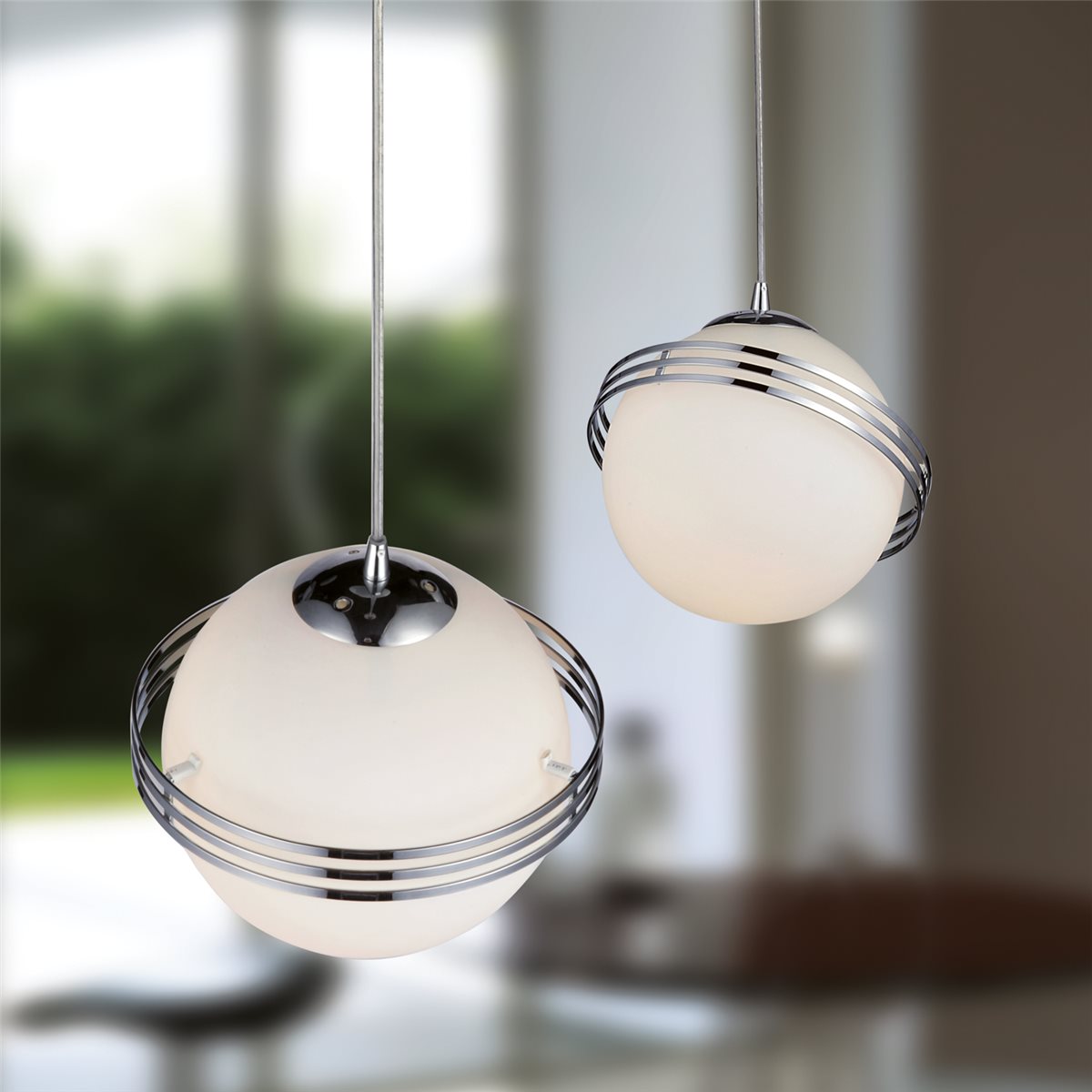 Lampenlux LED Pendellampe Pendelleuchte Bieno Effektlicht Glasschirm Opal Weiß Fassung E27 Ø30