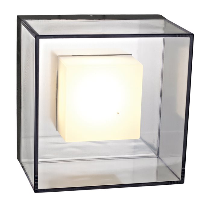 Lampenlux LED Außenwandleuchte Agor Warmweiß Wandlampe Ø20cm IP44 Schwarz Eckig Außenlampe Außenleuchte
