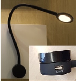 Lampenlux LED Wandlampe Wandleuchte Sula USB Ladegerät 2A 500mV Leselampe Leseleuchte Schalter Schwanenhals Flexiarm Bettleuchte Bettlampe Schwarz 230V