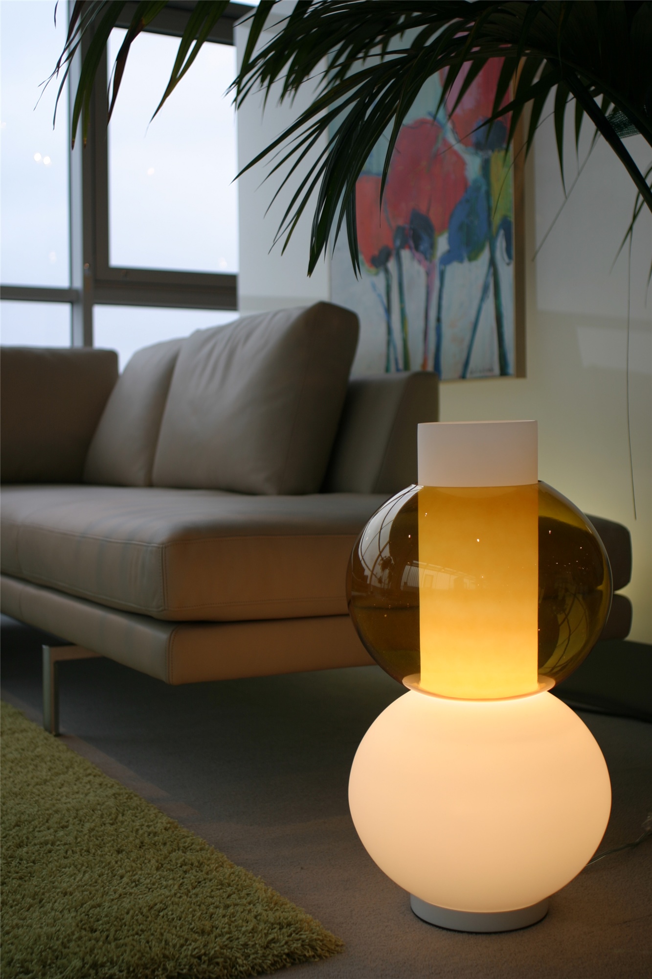 Lampenlux Tischleuchte Tischlampe Tischlicht Thaddeus modern Amber Opal E27 100W
