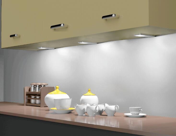 Lampenlux LED Unterbauleuchte Maneo Küchenleuchte Aufbaulampe Bewegungssensor Silber flach
