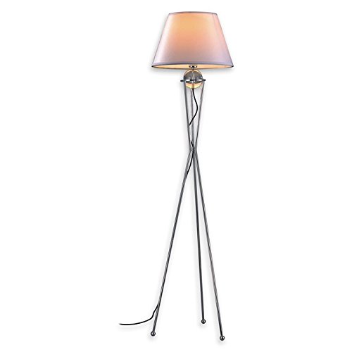 Lampenlux Stehleuchte Stehlampe Bella mit Stoffschirm nickel weiss H: 172cm