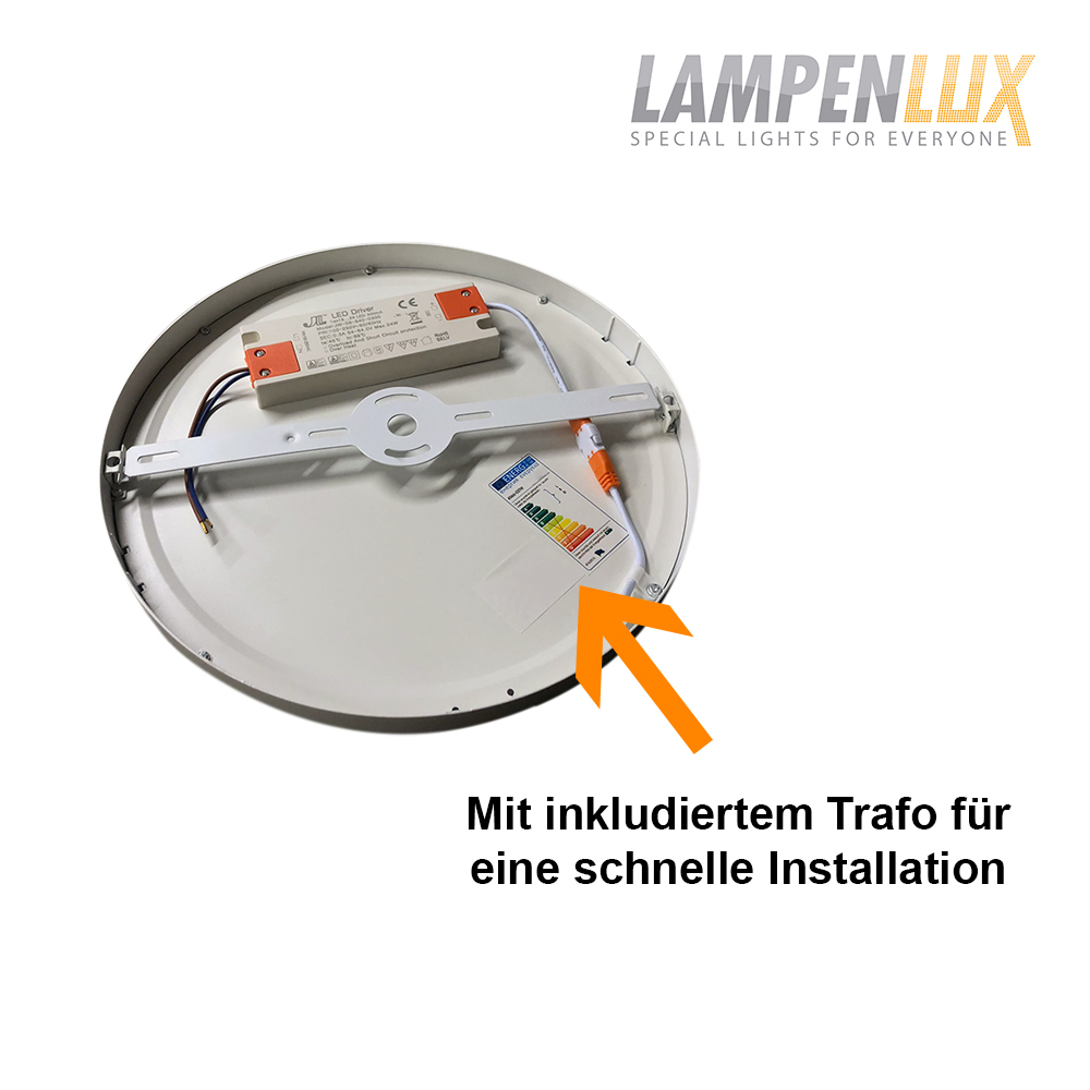 Lampenlux LED Aufbauleuchte Lumino Deckenlampe Warmweiß 18W IP44 Ø216mm