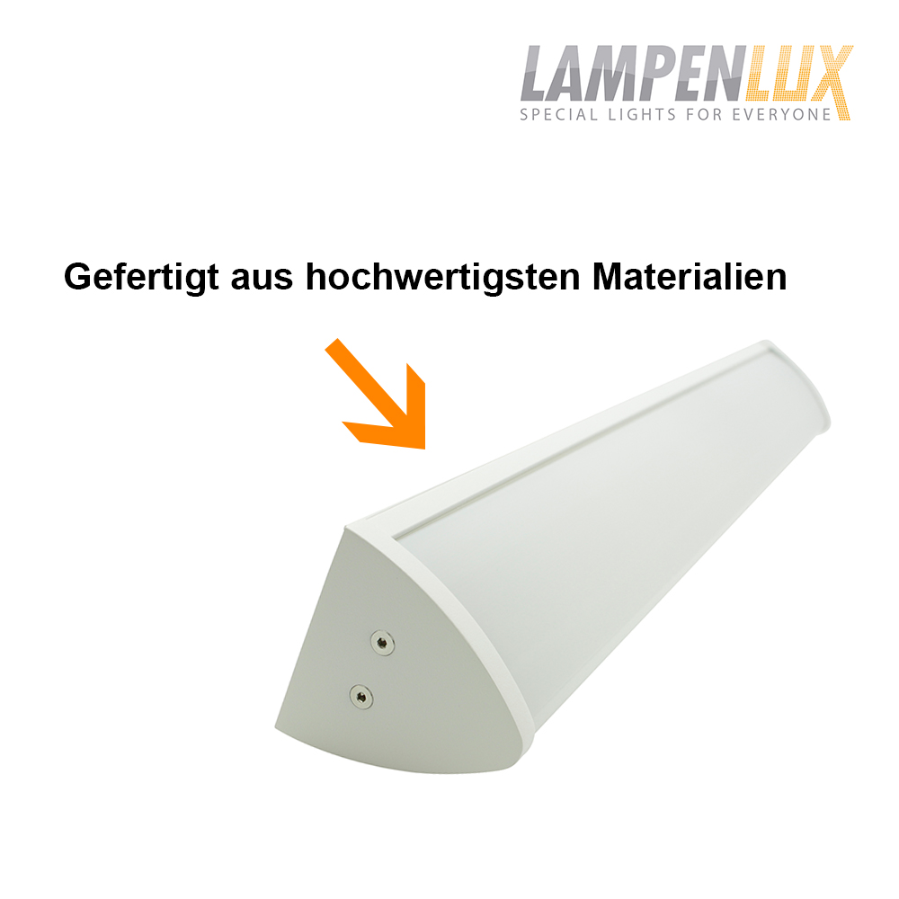 Lampenlux XXL Wandlampe Ida Unterbaulampe Aluminium IP44 Weiß 120cm