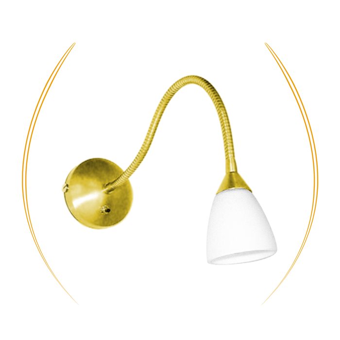 Lampenlux LED Wandlampe Wandleuchte Togo Leselampe Schalter Glas Weiß Schwanenhals Bettleuchte Bettlampe Gold gebürstet