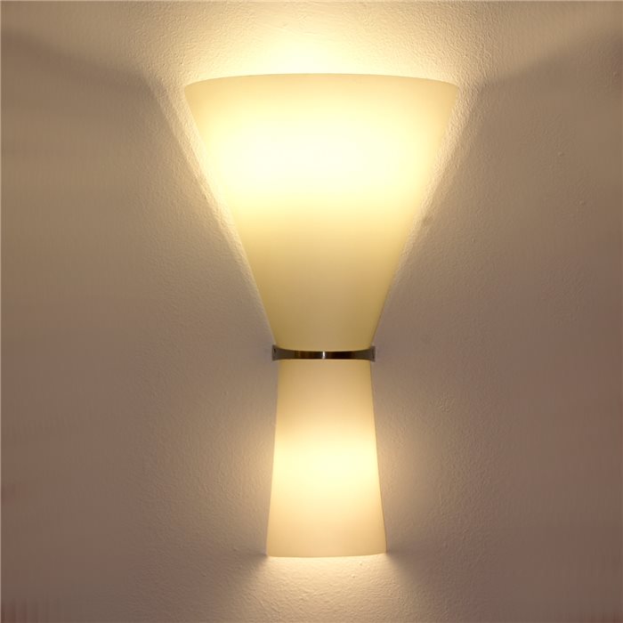 Lampenlux LED Wandlampe Alan Effektlampe Glas Up Down Weiß Chrom Badleuchte Deko