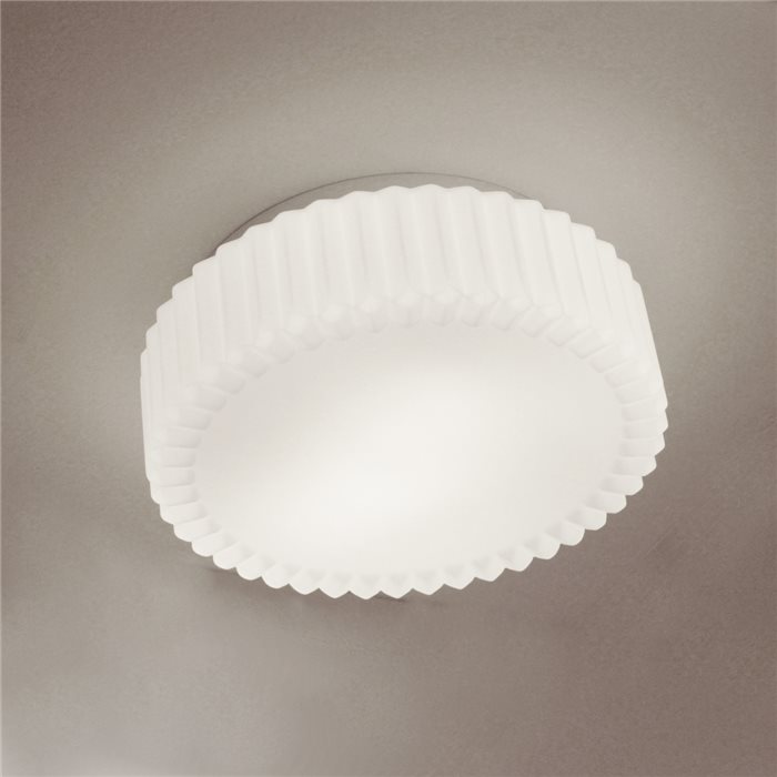 Lampenlux LED Deckenleuchte Delta IP44 230V E27 Ø38cm Deckenlampe Badlampe Rund Glas Weiß