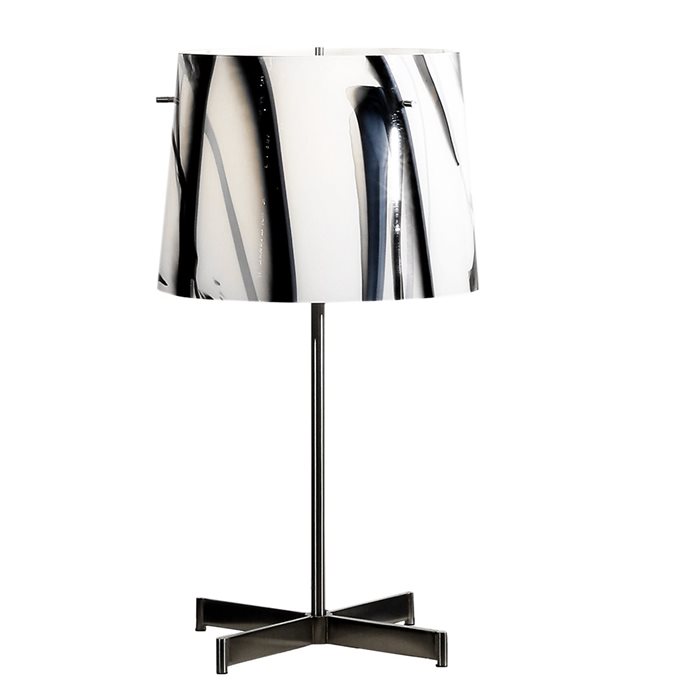 Lampenlux LED Tischlampe Tischleuchte Georg Glasschirm schwarz/weiß E27 4W H:50cm