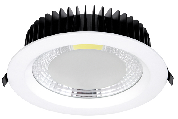 Lampenlux LED Einbaustrahler Acor Aussenleuchte Weiß Rund Ø19,7cm Spot Down Tagweiß IP44 230V Downlight Einbauleuchte Trafo extern