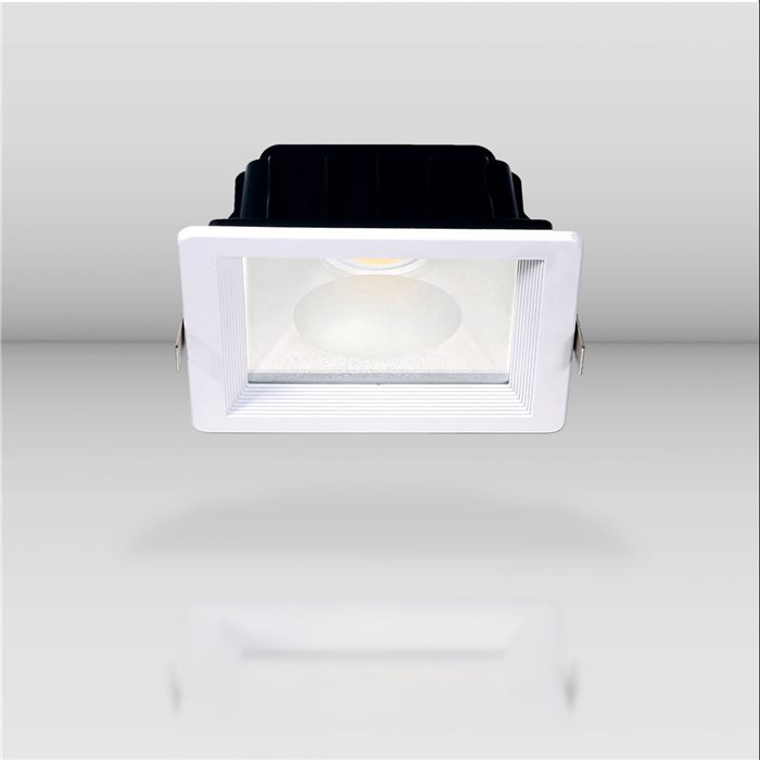 Lampenlux LED Einbaustrahler Spencer IP44 230V Aussenleuchte Eckig 14cm Weiß Warmweiß Aluminium Spot Strahler