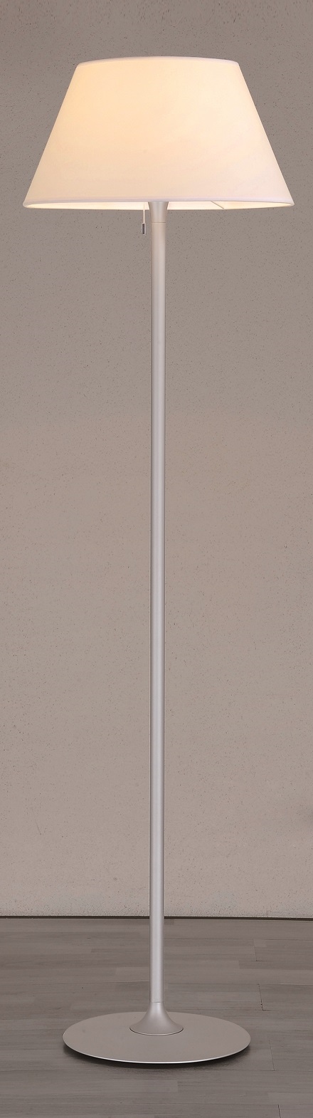 Lampenlux Stehlampe Leigal Stehleuchte Stoff Nickel Weiß Grau 165cm Ø 45 cm mit Zugschalter E27 40W