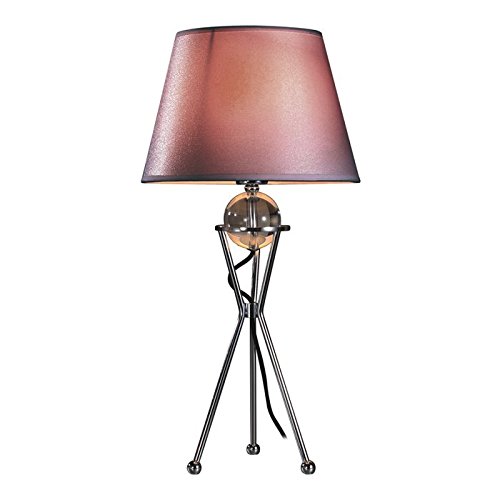 Lampenlux Tischleuchte Brenda mit Stoffschirm und Glaskugel Nachttischlampe chrom grau Höhe: 42 cm
