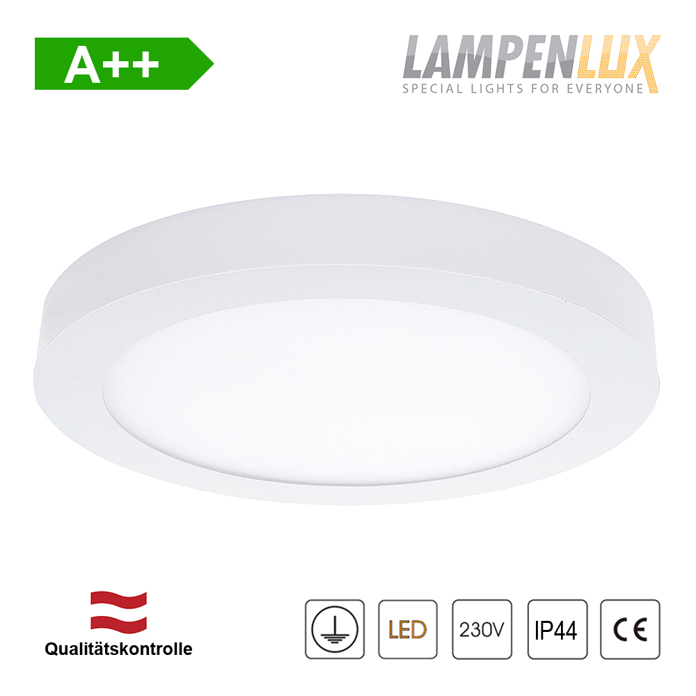 Lampenlux LED Aufbauleuchte Lumino Deckenlampe Warmweiß 24W IP44 Ø300mm