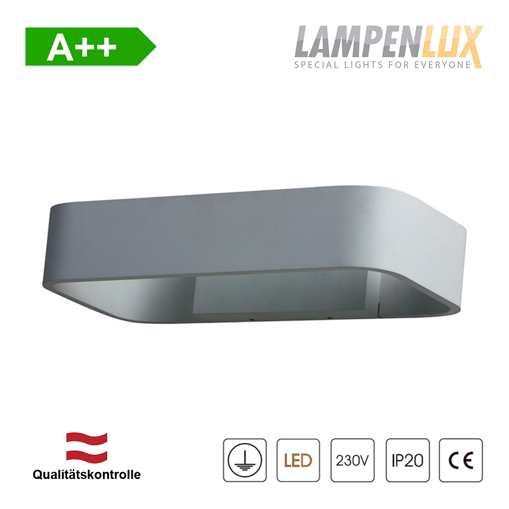 Lampenlux LED Wandlampe Gallus Up-/Downlight Grau 5,4W IP54 Aluminium