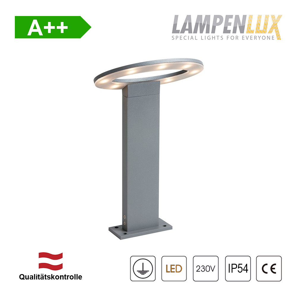 Lampenlux LED Außenleuchte Kay Pollerlampe Silber 7W IP54
