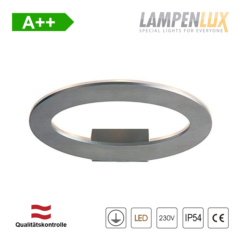 Lampenlux LED Wandlampe Gabor Grau 7W IP54 Aluminium