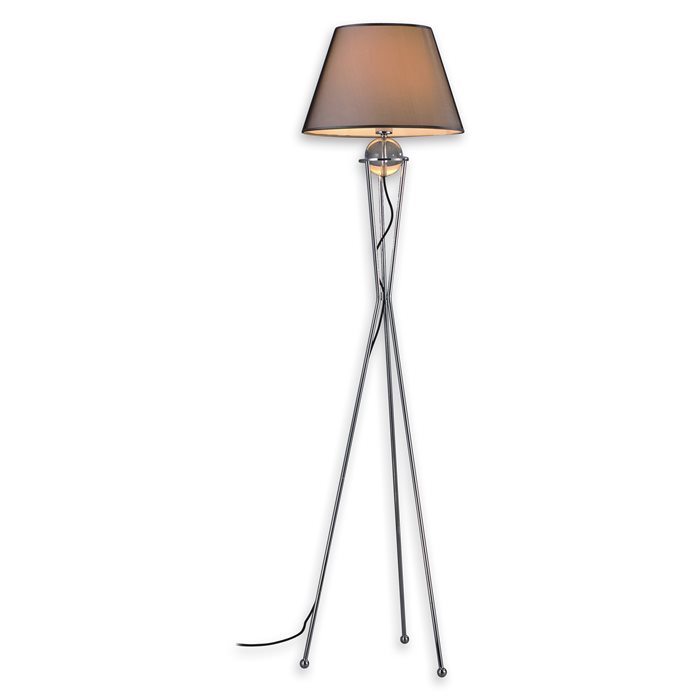 Lampenlux LED Stehleuchte Stehlampe Bella mit Stoffschirm chrom grau H: 172cm