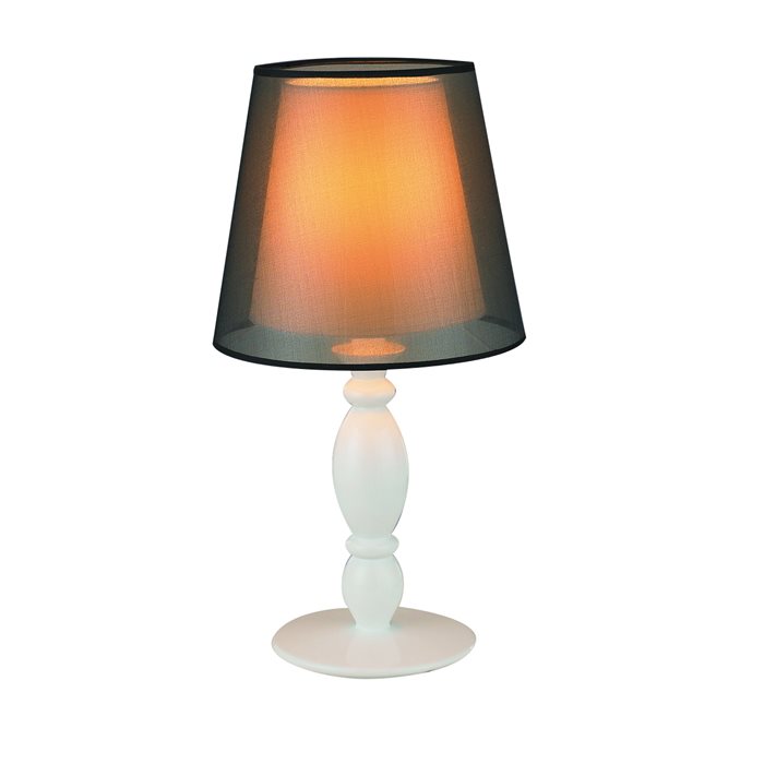 Lampenlux LED Tischlampe Bessy Nachttischlampe Bettleuchte Stoff Orange Schwarz Weiß E27 