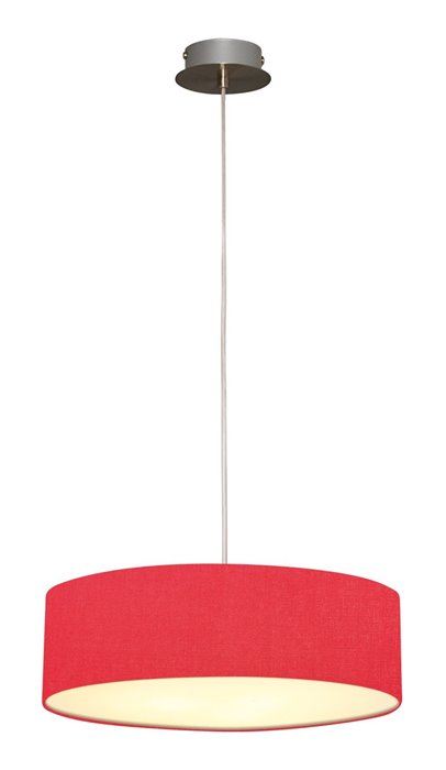 Lampenlux LED Pendellampe Pendelleuchte Bango Stoffschirm Rot Montur Silber Ø45 cm