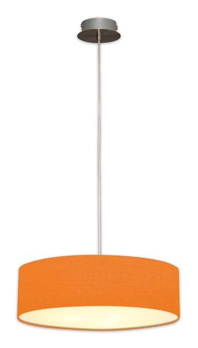 Lampenlux LED Pendellampe Pendelleuchte Bango Stoffschirm Orange Montur Silber Ø45 cm